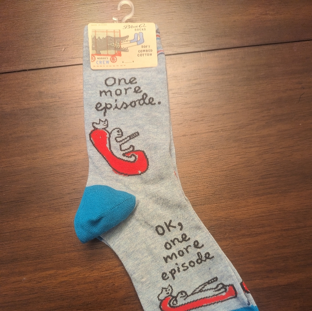 Blue Q tv watching socks